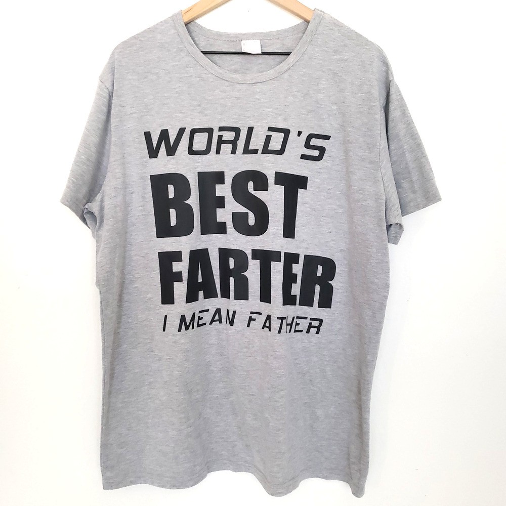 World's Best Farter I Mean Father SIZE XL Shirt T Shirt Gray Short Sleeve